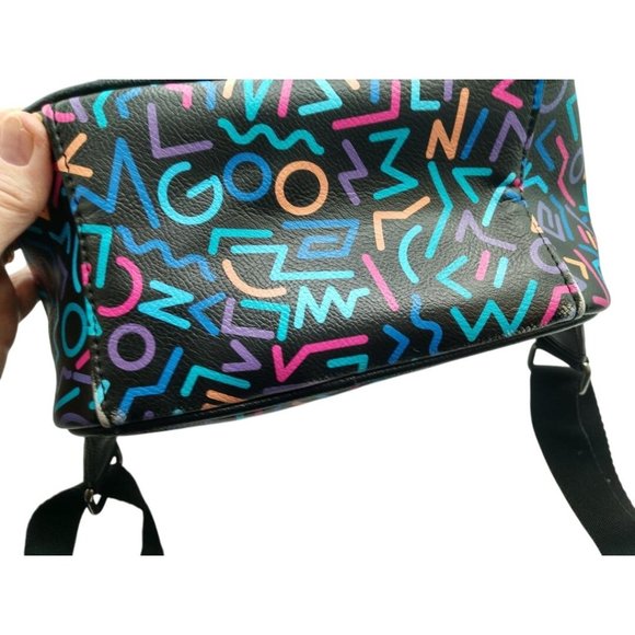 Stranger Things Mini Backpack With Retro 80s Neon Geometric Print & Adjustable S - Picture 4 of 8